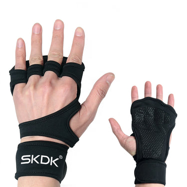 SKDK Weightlifting Gloves with Wrist Wraps – Full Palm Silicone Grip & Support for Safe & Powerful Home Workouts